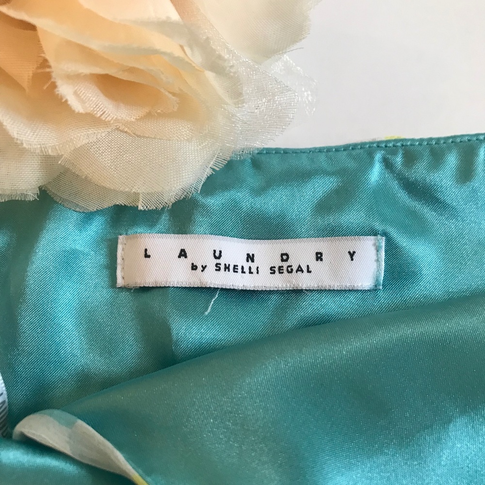 Laundry Shelli Segal Bias Halter Dress Teal Yellow - Picture 7 of 7